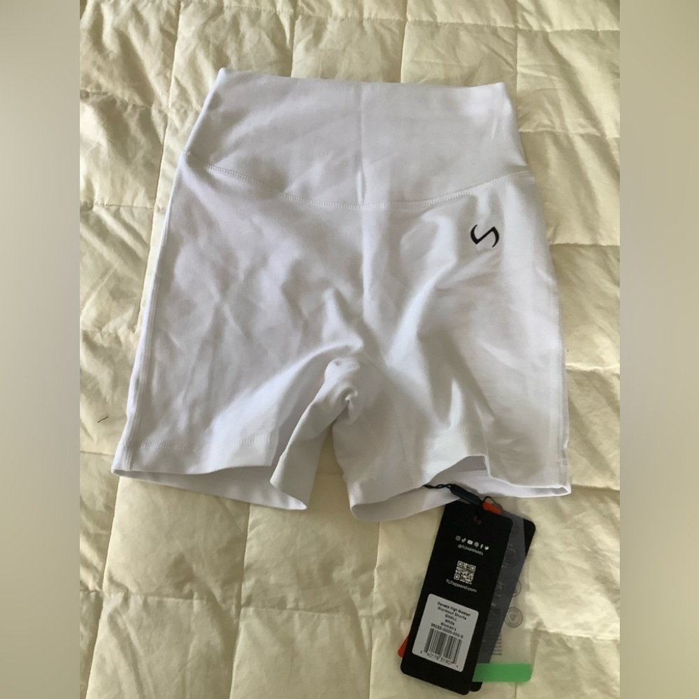 TLF Genesis high waisted sports shorts. White color. NWT. Size S